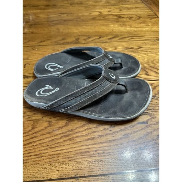 OluKai Ikoi Men\'s Flip Flop Sandal, Size 8 - Brown Excellent Condition main image 5